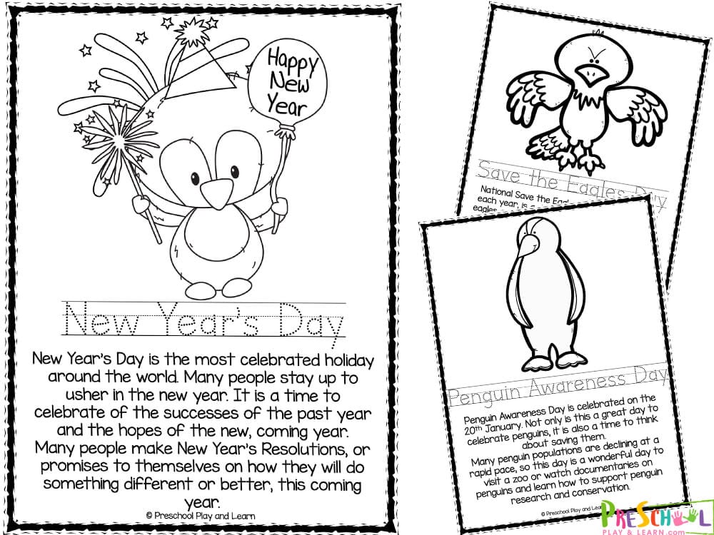 Coloring pages for january month