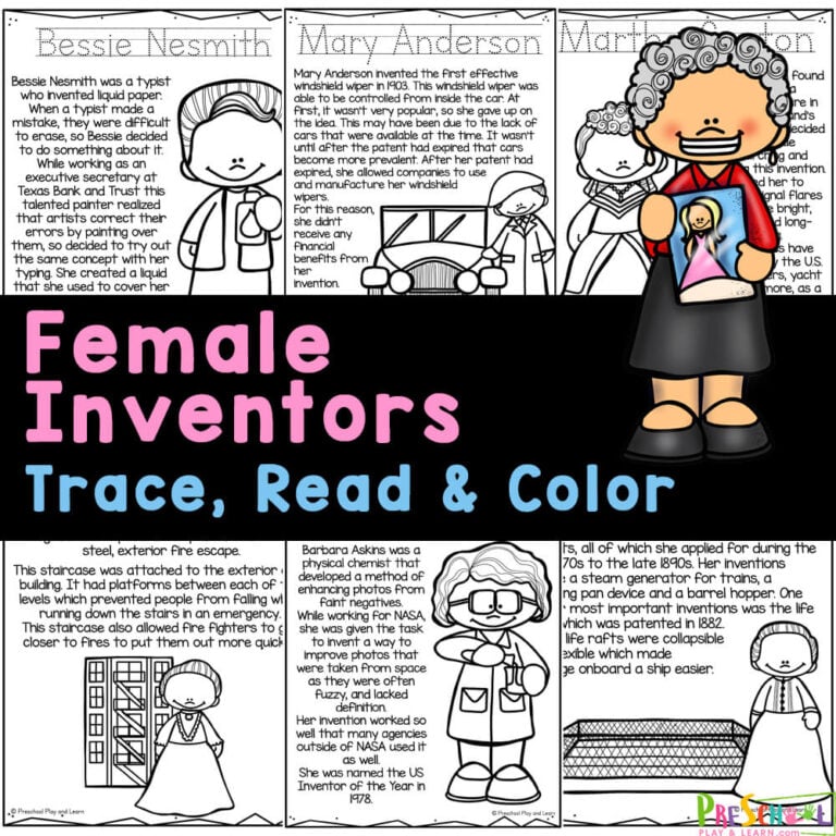 FREE Famous Female Scientists and their Inventions Coloring Pages