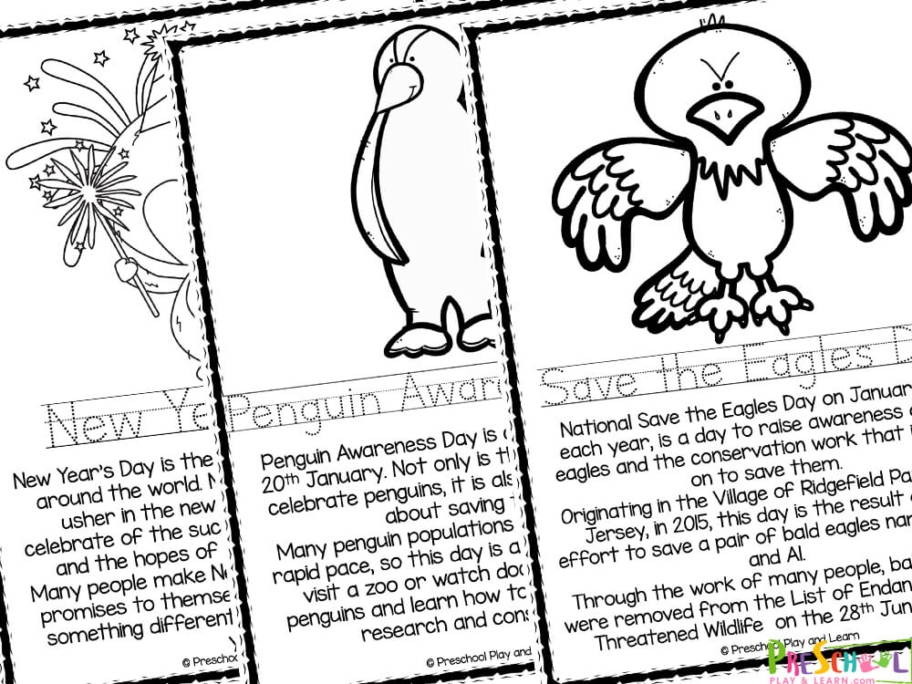 January coloring pages for preschool