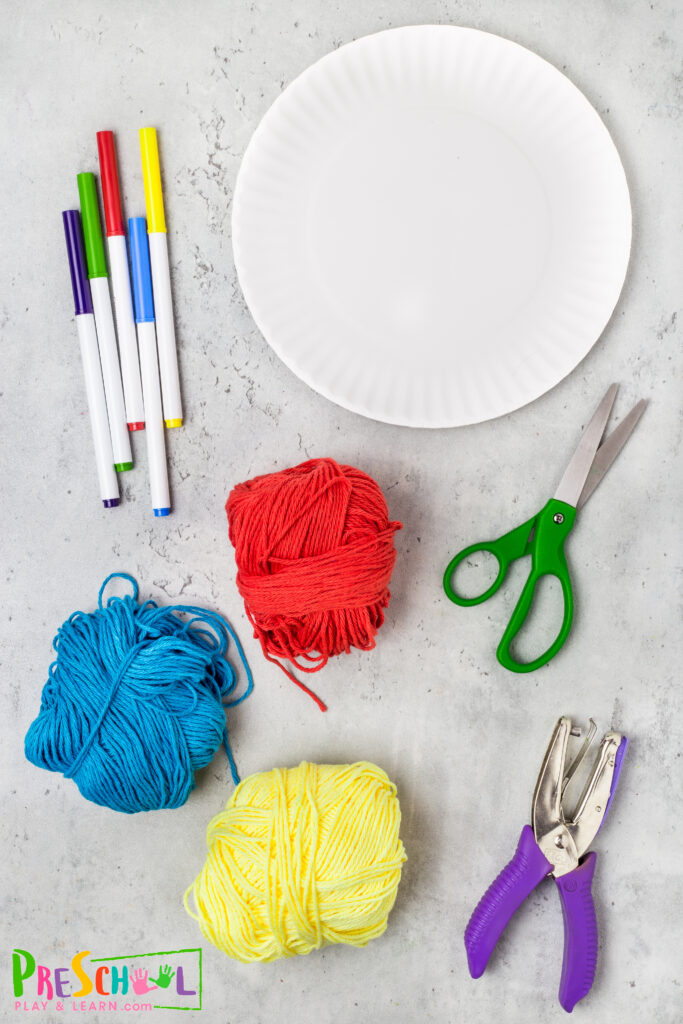 paper palte and yarn craft for kids