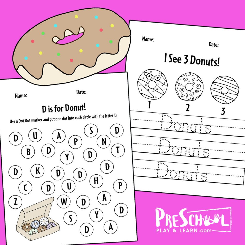 Tracing and Dot Dot Donut Worksheets