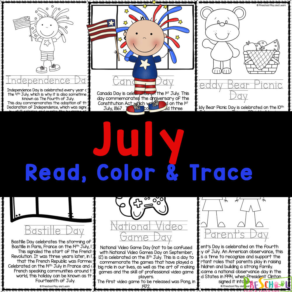 Celebrate Independence Day, National Video Game Day, and more with these free printable July Coloring Pages.  
