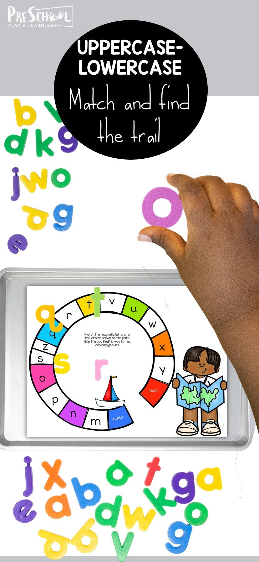 Help kids practice matching alphabet letters with this fun, free printable letter matching game. To play this fun preschool alphabet game all you need is our upper and lower case alphabet printable and your preschool, pre-k, or kindergarten child. 