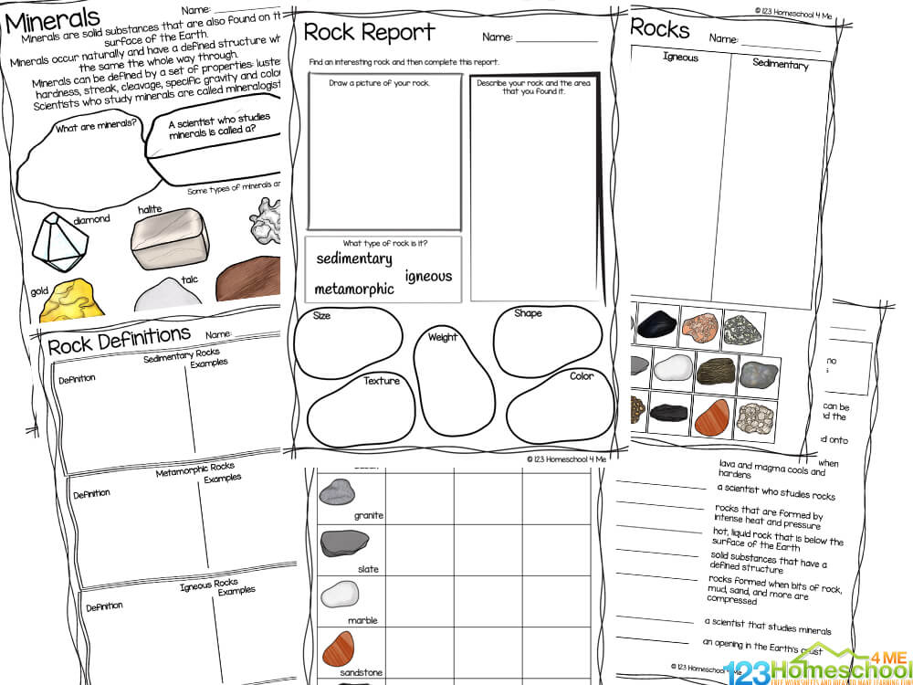 rock worksheets for kids