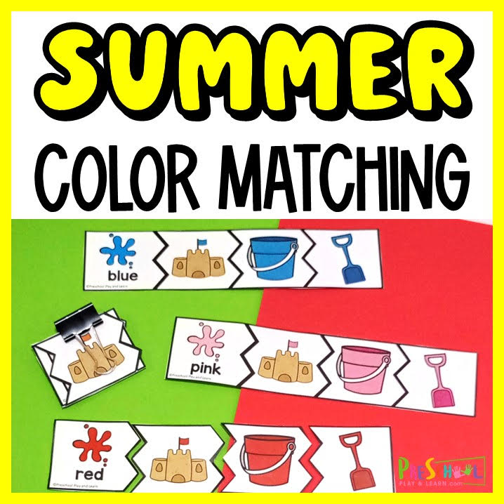 Grab this super cute, summer-themed Color Matching Activity to work on color recognition with pre-k and kindergarten! FREE Printable