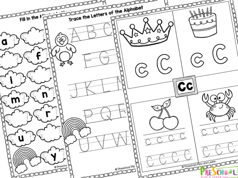 FREE Printable Alphabet Worksheets for Nursery from A-Z