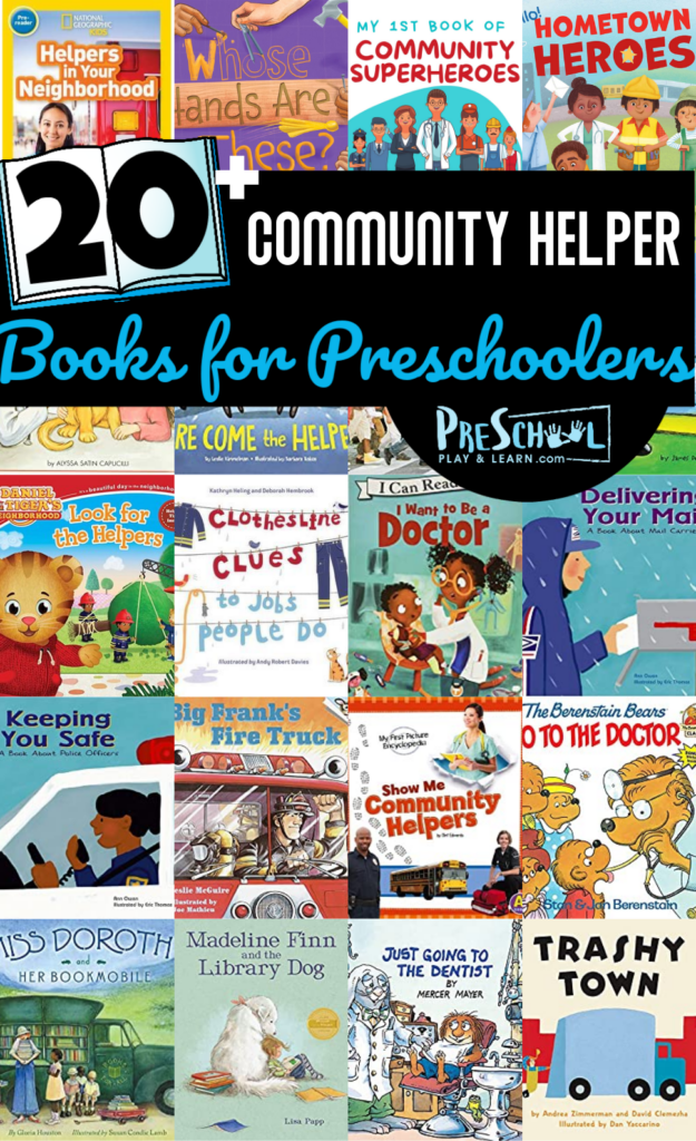 If you are looking for some fun-to-read community helper books preschool, you will love this list! We have found community helper books about doctors, nurses, fire fighters, ambulance drivers, construction workers, vets, postal workers, librarians, garbage collectors, teachers, and more! You will love reading these community helper books for preschoolers, toddlers, kindergartners, grade 1, grade 2, grade 3, and up!