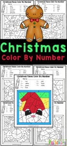 Sneak in some fun learning this December with these super cute, free printable Christmas color by number! These Christmas color by number printables are a fun way to work on number recognition, strengthening fine motor skills, and more! Use these free Christmas color by number with preschool, pre k, kindergarten, and first grade students. Simply print the Christmas worksheets for preschoolers and you are ready to play and learn with a creative,  fun activity sheet for children. 