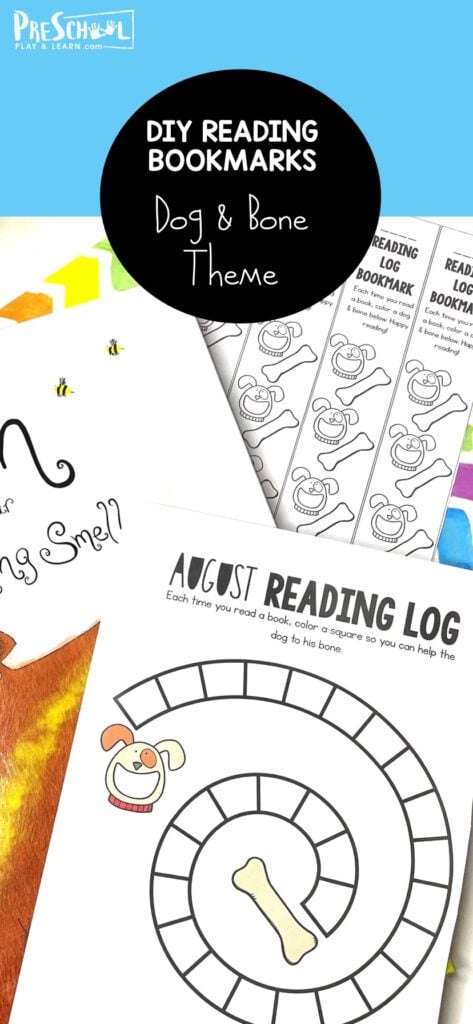 Track how much kids are reading with these super cute, Reading Log Printable with a cute dog and bone theme. This free printable reading log allows kids to mark or color a space for each book they read. There is also a printable bookmark to track reading as well! Simply print my reading log and you are ready to encourage preschool, pre-k, kindergarten, and first grade students to read!