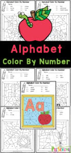 Young children learn abc letter discrimination better when they have fun practicing with this alphabet color by number! This super cute, free printable letter color by number to work on alphaber recognition, strengthening fine motor skills, and having fun learning letters A-Z with preschool, pre-k, kindergarten, and first grade students. Simply print the color by number printable pages for a fun activity sheet for children.