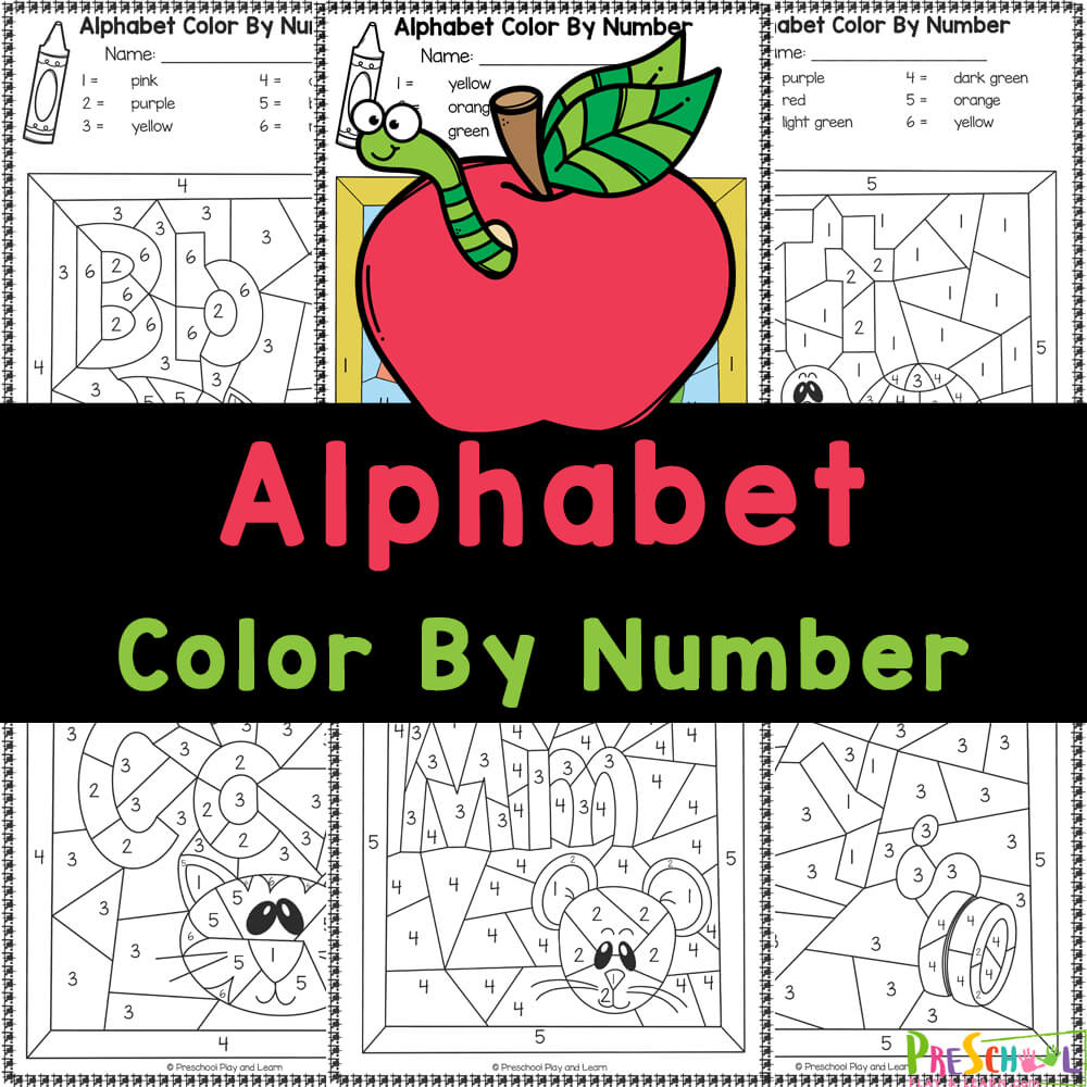 Work on letter discrimination with these cute, FREE printable alphabet color by number A to Z worksheets for preschool and kindergarten! 