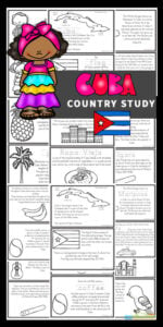 Travel to another country from the comfort of your house with these fun, engaging Cuba for Kids Free printable mini books. This long, narrow island is the largest island in the Caribbean Sea. It is also home to the smallest bird in the world – the bee hummingbird which grows to about 6 cm in length. Download the pdf file to use this Cuba Country Study to teach preschool, pre-k, kindergarten, first grade, 2nd grade, 3rd grade, 4th grade, 5th grade, and 6th grade students about Cuba; their way of life, the culture, landmarks and interests. They will also learn about fruit, the national bird as well as classic cars.