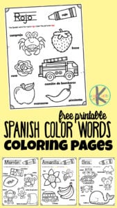 If your child is learning spanish, one of the first things they learn are spanish colors. These super cute spanish colors worksheet pages are a great way to introduce kids to 11 common colors plus other spanish vocabulary too. Simply print the spanish worksheets for kindergaten to read, color, and learn the color words! These color word coloring sheets are perfect for preschoolers, kindergartners, grade 1, and grade 2 students.