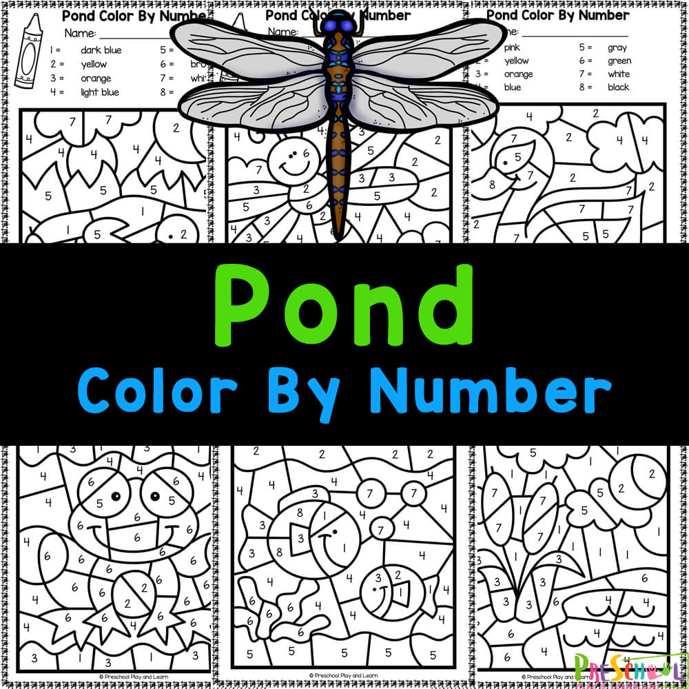 Super cute, FREE Pond Color by Number worksheetsare a fun and engaging number recognition activity for preschool and kindergarten.