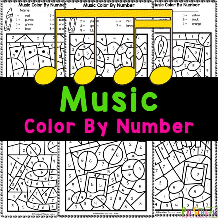 Music Color by Number Printable Worksheets