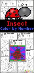 Help preschool, pre-k, and kindergarten age children work on number recognition and strengthening fine motor skills while having fun with these fun and free Insect Color by Number worksheets. These bug color by code printables are such a fun and engaging activity to learn numbers!