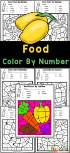Working on number recognition while strengthening fine motor skills with these food color by number pages! These color by number printables have a fun, playful theme for preschool, pre-k, kindergarten, and first grade students to work on discriminating numbers. These free color by number worksheets are such a fun and engaging activity for children.