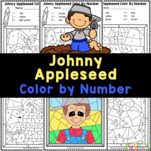 Use these FREE Johnny Appleseed color by code worksheets to work on number recognition with September printables!