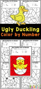 Grab these free printable Ugly Duckling Worksheets to work on number recognition and strengthening fine motor skills with a fun fairy tale theme. These ugly duckling coloring pages are perfect for making learning fun at school with preschool, pre-k, kindergarten, and first grade students. Simply print the  free color by number worksheets for an engaging activity for children that goes well with reading the story of the Ugly Duckling. 