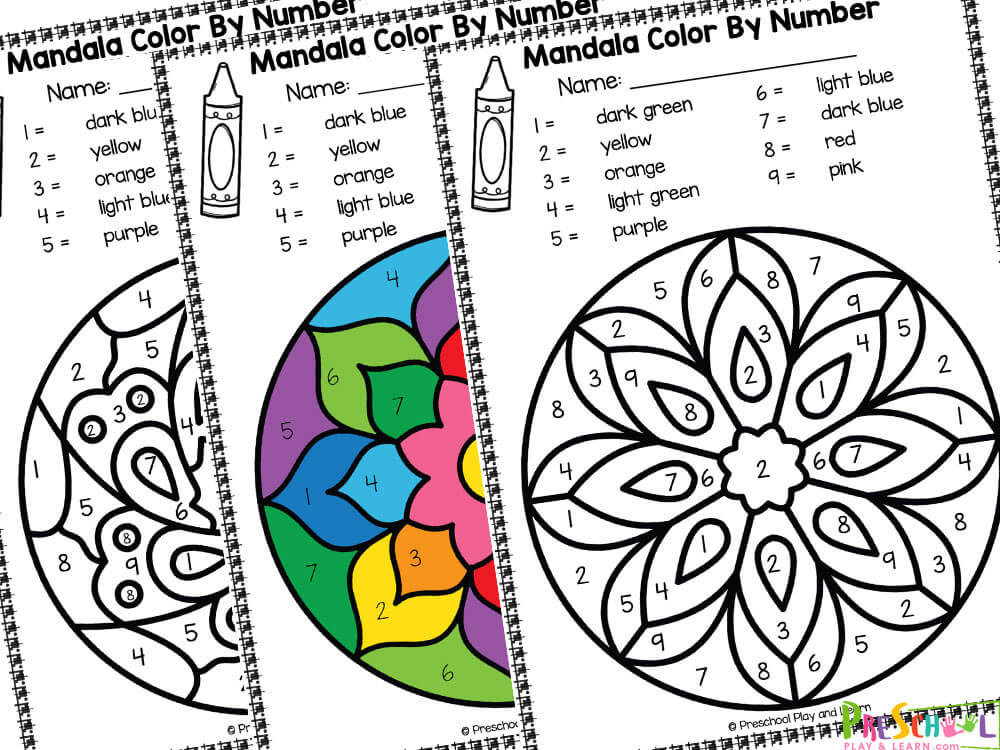 Free color by number mandala