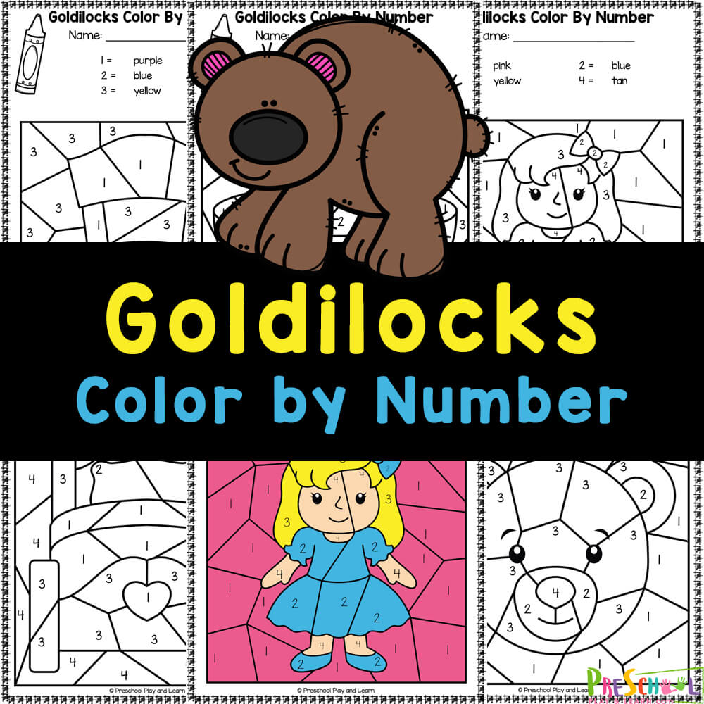 Grab FREE printable Goldilocks and the Three Bears Worksheets to color by number to reveal favorite characters from this fairytale story.