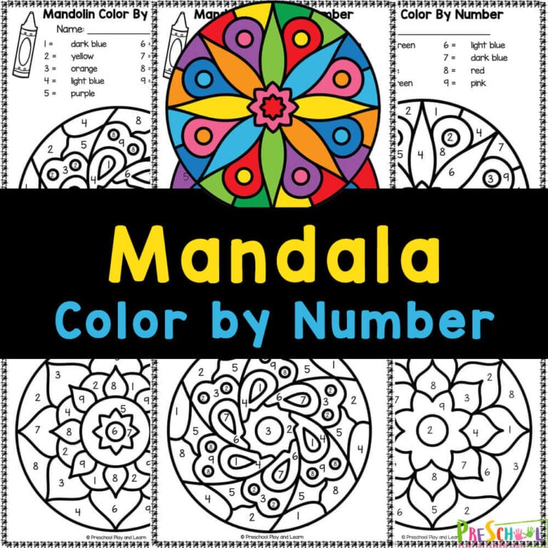 FREE Printable Mandala Color by Number Worksheets