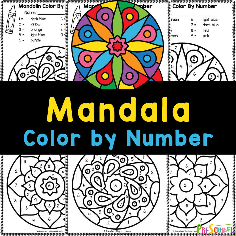 Work on number recognition while coloring these fun and FREE Mandala Color by Number printables. Print color by number worksheets for kids >>