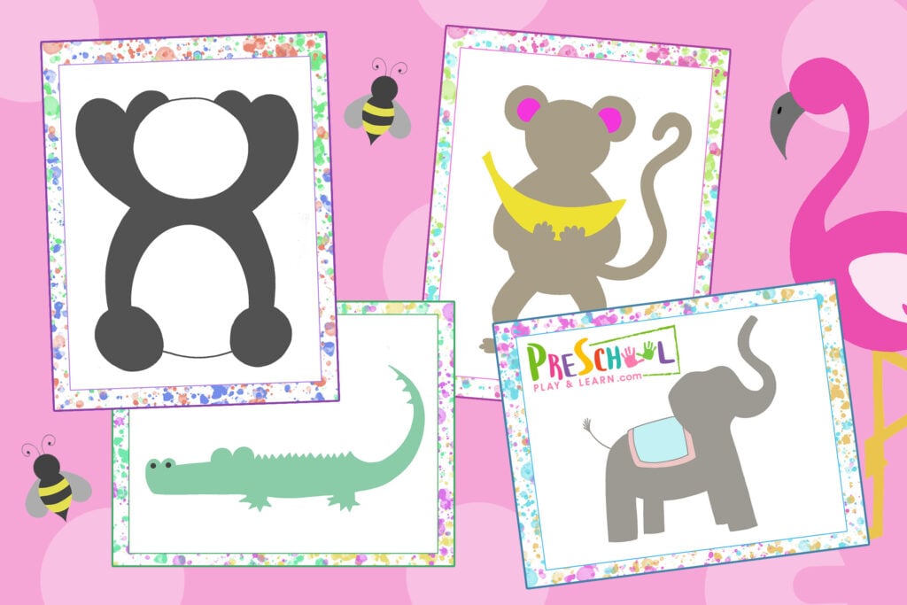 Download FREE Animal Playdough Mats! Create jungle animals: panda, lion, alligator, lion, elephant and more with these FREE printables!