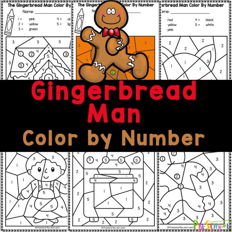 FREE Gingerbread Man Color by Number Worksheets