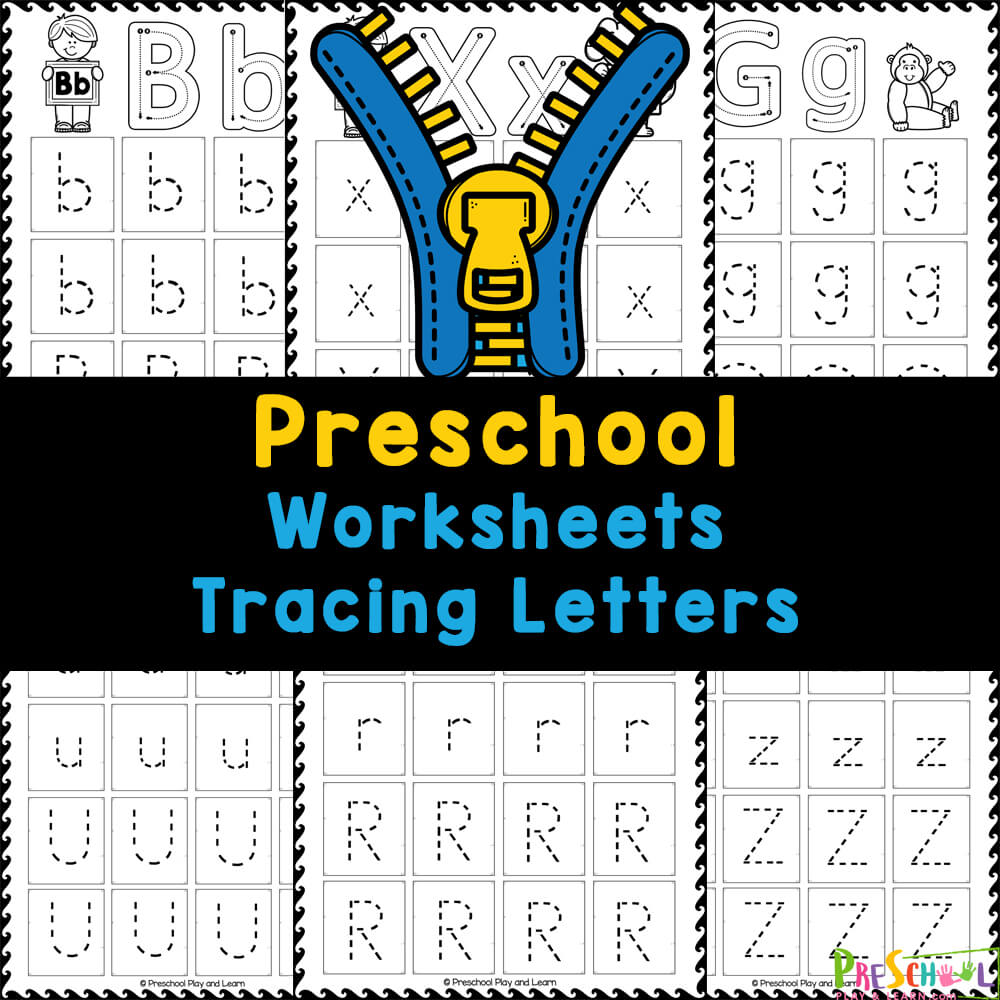Grab these FREE printable preschool worksheets tracing letters for practice forming alphabet from A to Z with preschoolers!