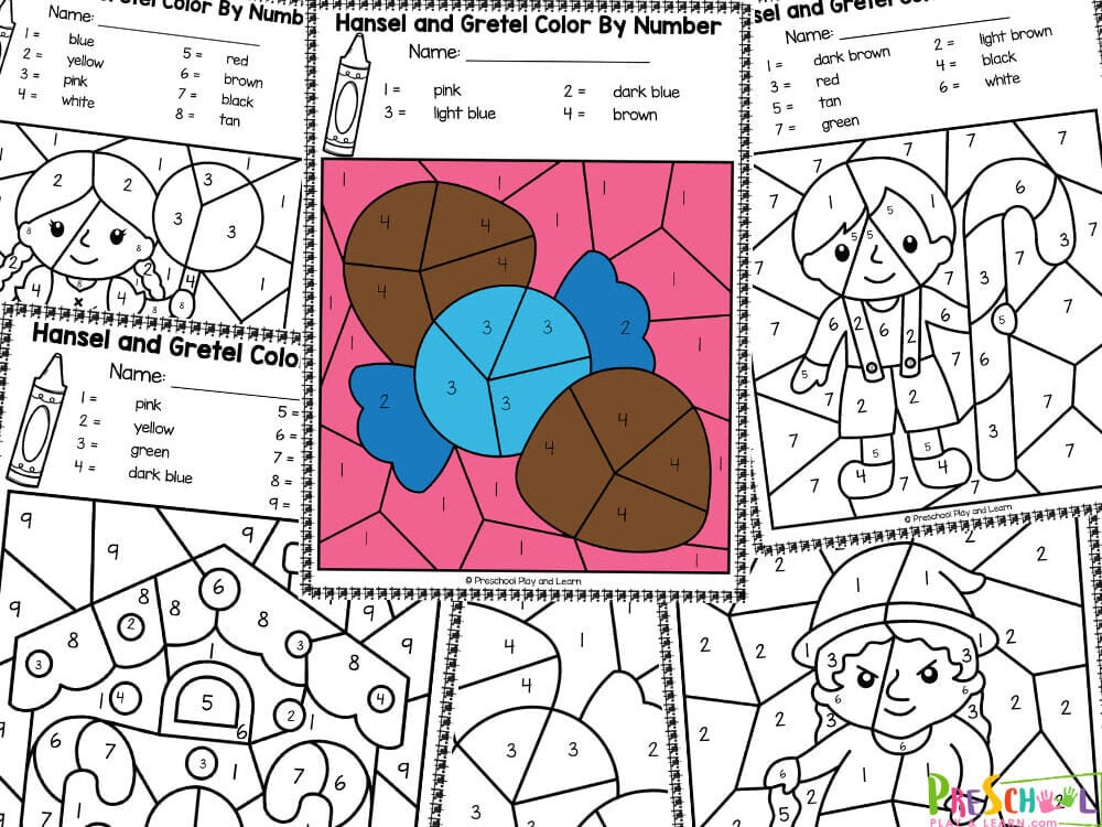fairy tale color by number worksheets