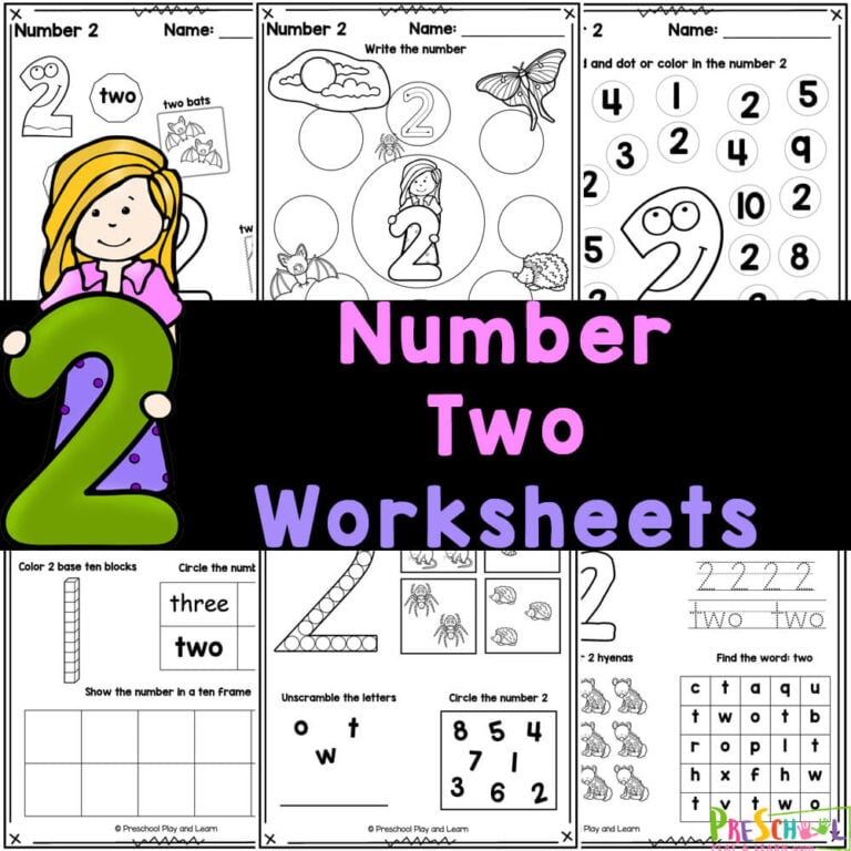 FREE Printable Number 2 Worksheets – Tracing, Counting