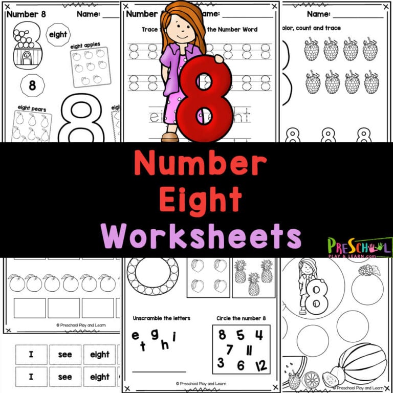 FREE Printable Number 8 Worksheets for Preschoolers
