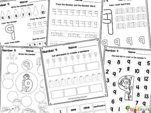 FREE Printable Number 9 Worksheets for Preschool