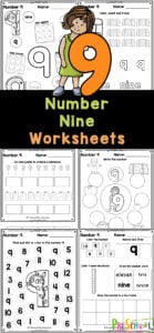 These super cute, free printable number 9 worksheets are a great way to start teaching preschool, pre-k, and kindergarten age kids about numbers! This pack of tracing number 9 are perfect for learning to recognize number three, understanding it’s value, and writing it too! Simply print the number 9 tracing worksheet and you are ready for a no-prep math activity for young learners.