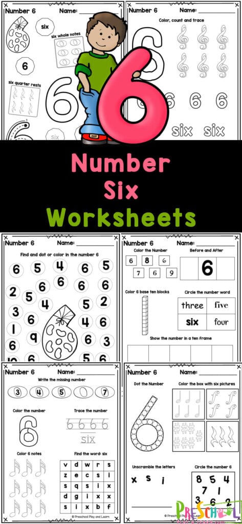 These super cute, free printable number 6 worksheets are a great way to start teaching preschool, pre-k, and kindergarten age kids about numbers! This pack of tracing number 6 worksheets are perfect for learning to recognize number three, understanding it’s value, and writing it too! Simply print the tracing number 6 and you are ready for a no-prep math activity for young learners.