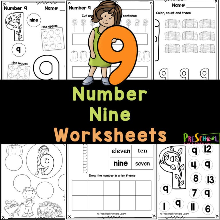 FREE Printable Number 9 Worksheets for Preschool