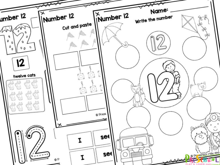 Write 12 FREE Trace and Write Number 12 Worksheets for Preschool