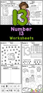 These super cute, free printable number 13 worksheets are a great way to start teaching preschool, pre-k, and kindergarten age kids about numbers! This pack of tracing number 13 worksheets are perfect for learning to recognize number three, understanding it’s value, and writing it too! Simply print the tracing number 13 and you are ready for a no-prep math activity for young learners.
