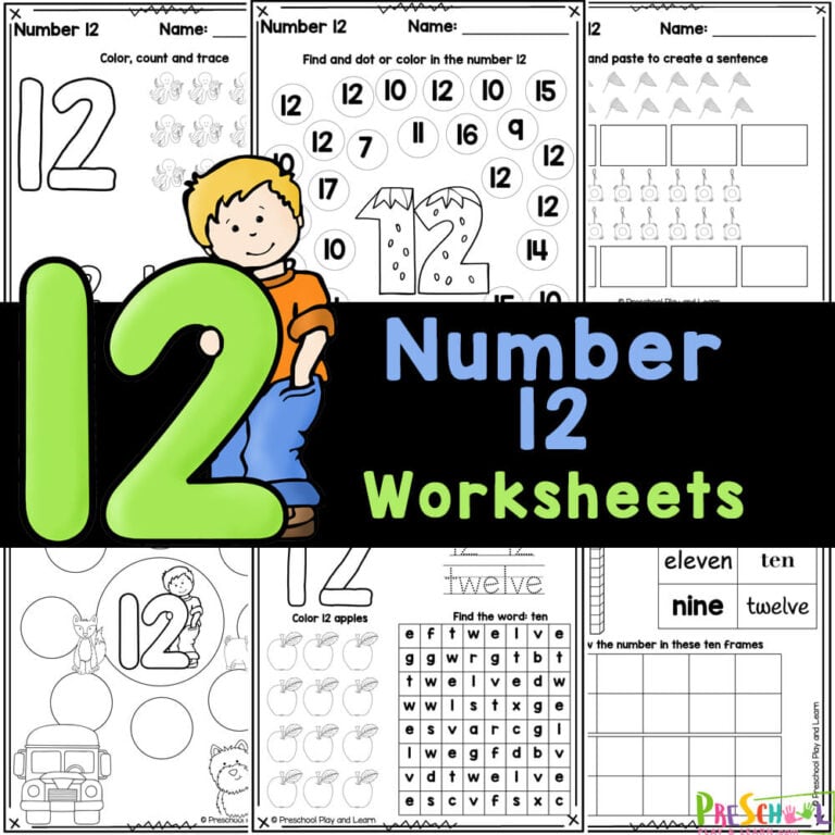 FREE Trace and Write Number 12 Worksheets for Preschool