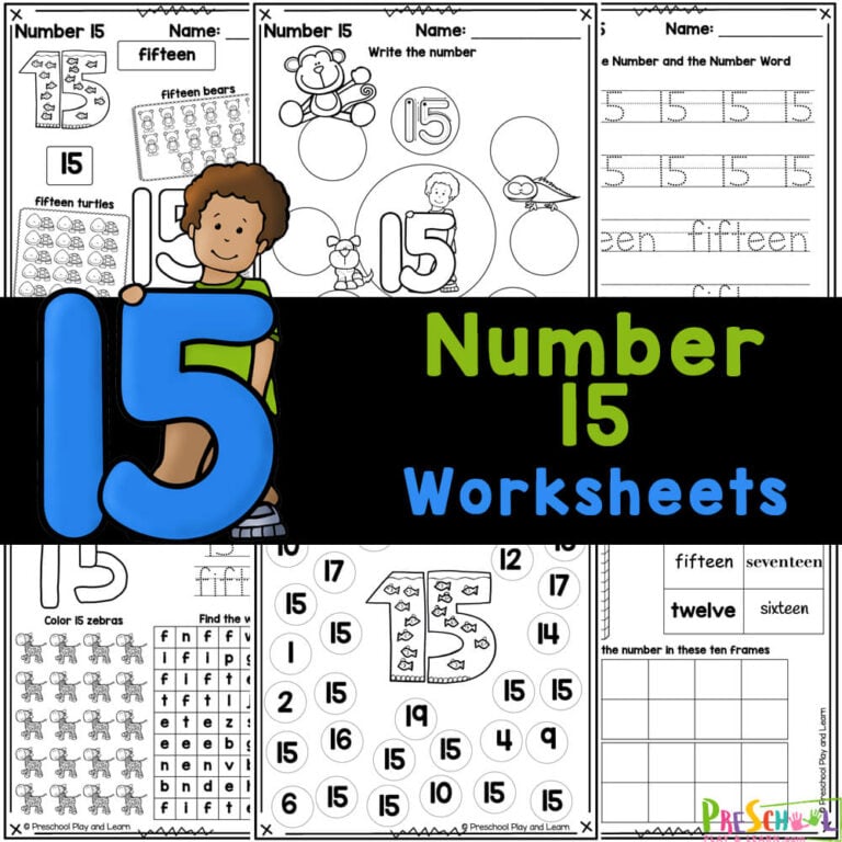 FREE Printable Number 15 Tracing Worksheets for Preschool
