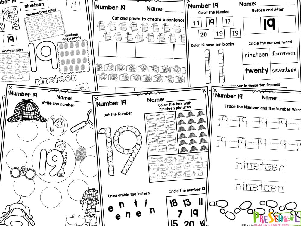 The number in multiple different forms for children to color in and trace Color, count and trace the number and the number word Trace the number and the number word