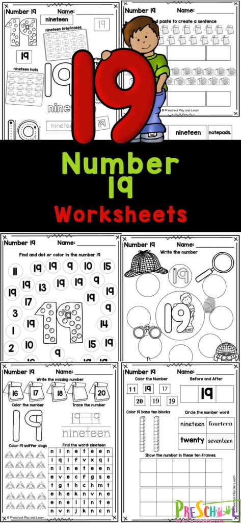 These super cute, free printable number 19 worksheets are a great way to start teaching preschool, pre-k, and kindergarten age kids about numbers! This pack of tracing number 19 pages are perfect for learning to recognize number fifteen, understanding it’s value, and writing it too! Simply print the number 19 tracing worksheet pages and you are ready for a no-prep math activity for young learners.