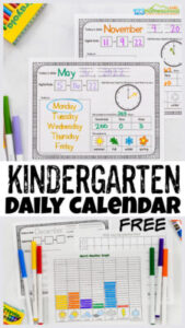 Help kindergartners work on some important skills learning day of the week, month, telling time, hundreds, seasons, weather graphing, counting to 100 and more with these kindergarten calendar printable pages. These kindergarten calendar worksheets include lots of options to use at home, classroom, or in your homeschool. Simply print the pdf file calendar worksheets for kindergarten and you are ready to learn with pre-k, kindergartners, and first graders.