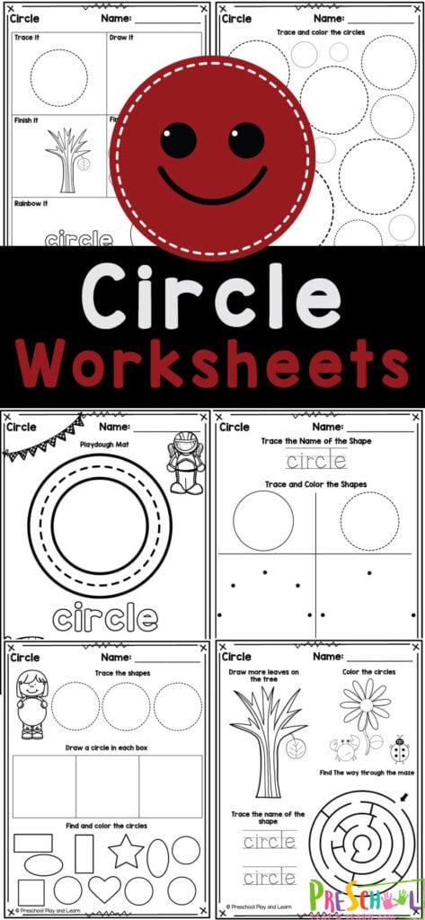 Grab these free circle worksheets to help kids learn to form shapes and shape names. These circle tracing worksheet pages are perfect for children in preschool, pre-k, kindergarten, and first grade too. Simply print the shape worksheets for preschool and you are ready to play and learn!
