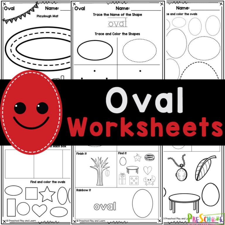 FREE Printable Oval Shape Worksheets for Preschool