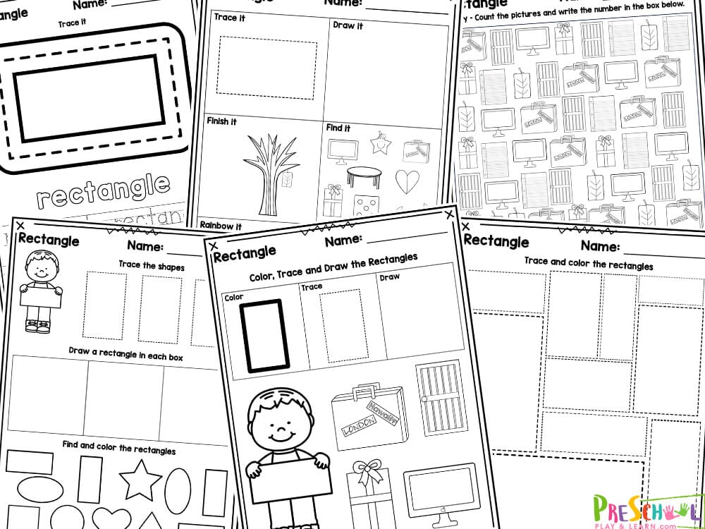 Rectangle worksheets for preschool