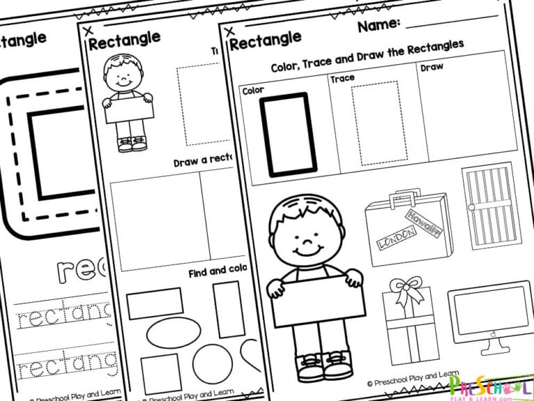 FREE Printable Rectangle Shape Worksheets for Preschool