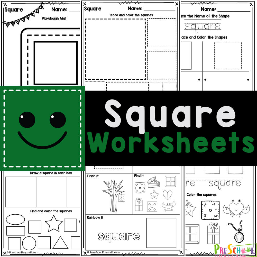 Grab these FREE printable square worksheets to work on tracing shapes, hape names, and visual recognition with math activities for preschool.