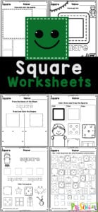 Grab these free square worksheets to help kids learn to form shapes and shape names. These square tracing worksheet pages are perfect for children in preschool, pre-k, kindergarten, and first grade too. Simply print the square worksheet preschool and you are ready to play and learn!